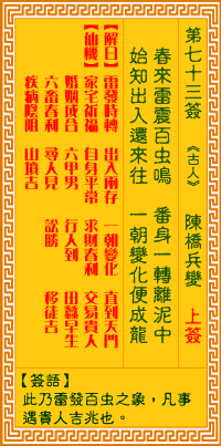 观音灵签73签解签 观音灵签第73签在线解签